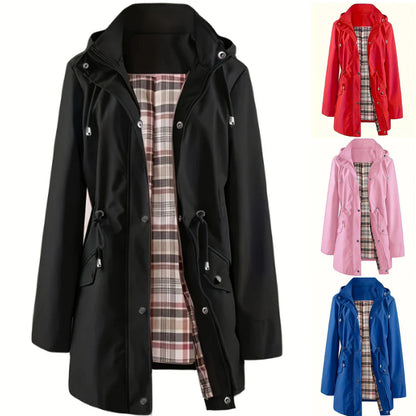 🔥Hot Sale 50% avslag🔥 Ensfarget casual jakke, vanntett og vindtett jakke, vindtett jakke med hette