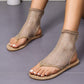 Flate sandaler i mesh med diamant og sexy blonder