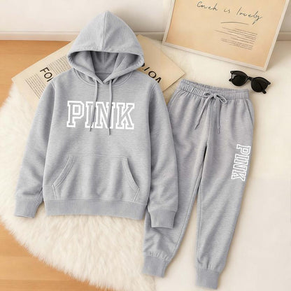Unisex ensfarget oversized hettegenser og joggebukse sett