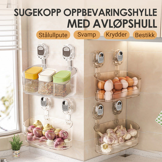 Oppbevaringsstativ med sugekopp og dreneringshull