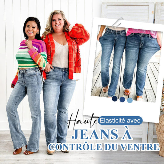Stilige jeans i stor størrelse med høy elastisitet som strammer magen