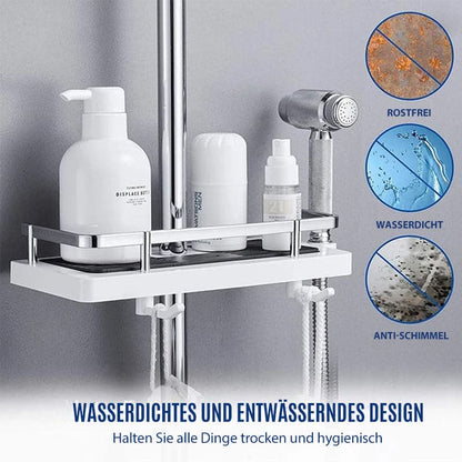 🚿 Koop 2 = Krijg 1 Gratis – Opberghouder voor Douchestang | Zonder Boren, Ruimtebesparend & Houdt Je Badkamer Netjes ✨