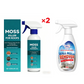 Rengjøringsspray mot mose og alger på tak med flere overflater