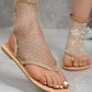 Flate sandaler i mesh med diamant og sexy blonder