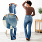 Stilige jeans i stor størrelse med høy elastisitet som strammer magen