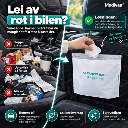 ⏰🔥BEGRENSET TID: 🚗 Selvklebende bil-søppelpose – fest hvor som helst Søppel & oppbevaring. Null søl. Null merker. 🧹✨