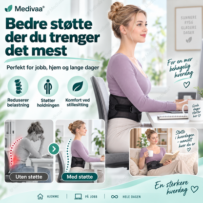 Justerbart støttebelte for korsryggen