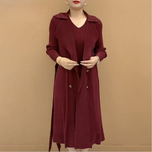 Fasjonabel plissert dresskrage, falsk todelt trenchcoat