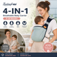 👶 50% RABATT – 4-i-1 babylomme – 0–36 måneder – 4 bærestillinger – pustende – ergonomisk – håndfri komfort – for trygge og komfortable turer