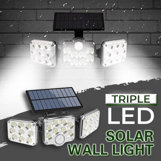 💥50 % RABATT BARE I DAG⏰ Skynd deg!🔥 Trippel-lys LED solcellelampe til veggmontering
