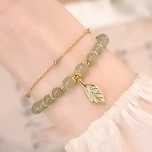 Falsk Hetian Jade gullblad armbånd