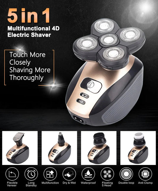 🔥 5-i-1 multifunksjons 4D elektrisk barbermaskin