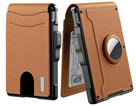 🔥Pop Up aluminiumsveske Pengeklips Slim Leather Slots Credit Card Holder RFID Blocking Bifold Minimalist Wallet
