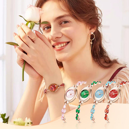 🎀⌚Armbåndsur med farget zirkon for kvinner