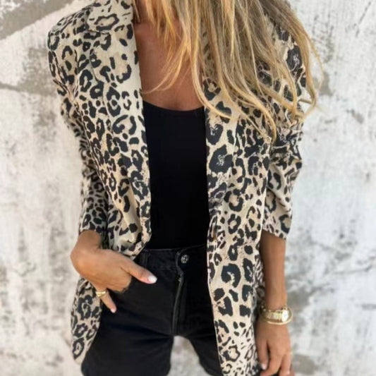 Blazer med leopardmønster for dame