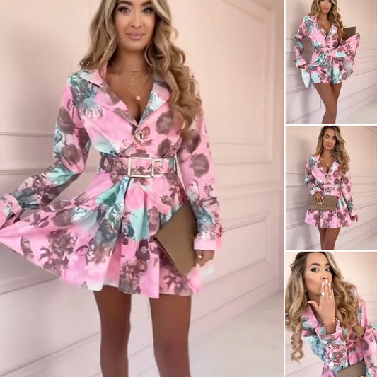 👗Blomstermote for kvinner med lange ermer og midje