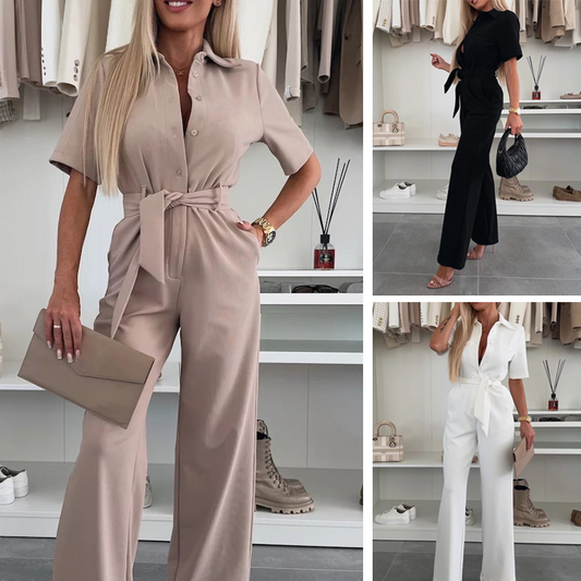 🌸Sommersalg 49% rabatt🌸Knappkjole for kvinner med slips i midjen