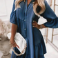 👗Sommerkjole med V-hals og volanger - lett sommerkjole i denimlook