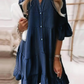 👗Sommerkjole med V-hals og volanger - lett sommerkjole i denimlook