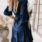 👗Sommerkjole med V-hals og volanger - lett sommerkjole i denimlook