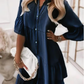 👗Sommerkjole med V-hals og volanger - lett sommerkjole i denimlook