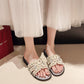 Flate mules med falske perler i fransk stil