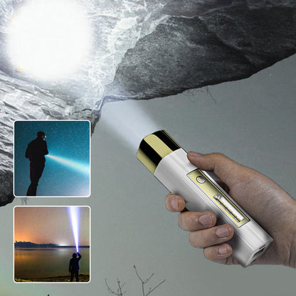 Mini 2-i-1 lommelykt med høy lysstyrke og powerbank
