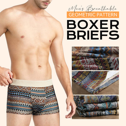 Pustende boxershorts for menn med geometrisk mønster (kjøp 1 få 2 gratis)