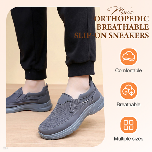 👟 60 % RABATT NÅ! ✨ Ortopediske, pustende slip-on-joggesko for menn – fotbueunderstøttelse med innleggssåler i minneskum for komfort hele dagen 🏃‍♂️💨