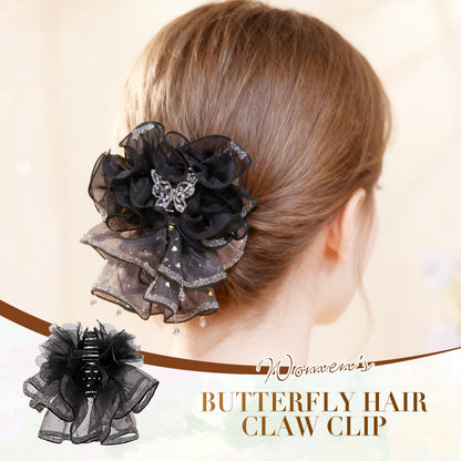 Ruffled Organza Butterfly Hair Claw Clip