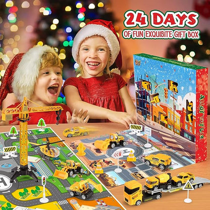 🔥Tidsbegrenset kampanje 60% RABATT!!! 🚗Adventskalender for barn: Legeringsbasert anleggskjøretøy lekesett