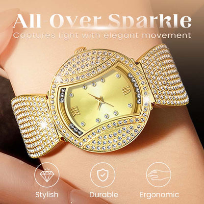 Elegant kvartsur med glitrende rhinestones for kvinner