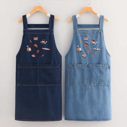 Unisex vintage denim barista forkle