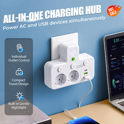 Intelligent stikkontaktlist med USB-tilkoblinger