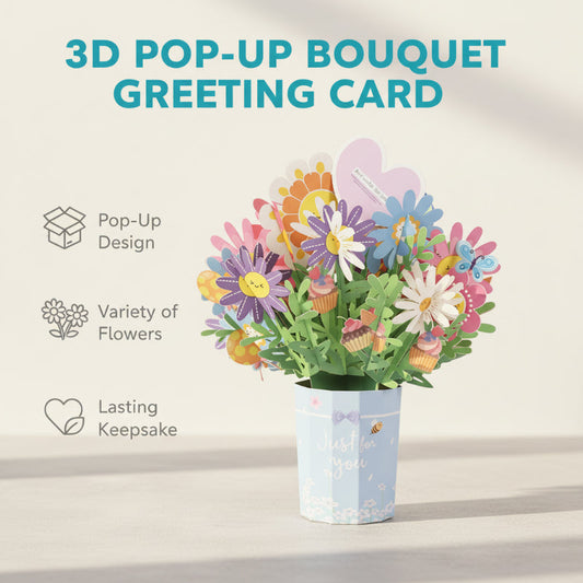 3D pop-up bukett gratulasjonskort💝PERFEKT TIL VALENTINSDAGEN