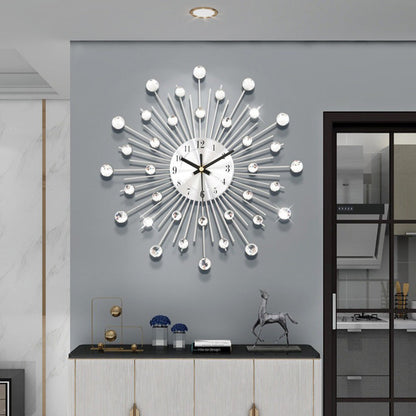 ✨🕰️ Kreativ veggklokke med rhinestones – Stille, minimalistisk luksus for stuen, spisestuen og entreen! 💎🏡