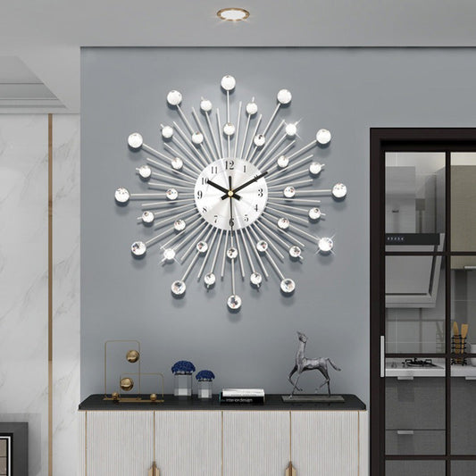 ✨🕰️ Kreativ veggklokke med rhinestones – Stille, minimalistisk luksus for stuen, spisestuen og entreen! 💎🏡