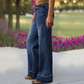 Retro-flarejeans for kvinner med lommer