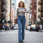 📢📢48 % RABATT!!⏰Damejeans med høy midje og stretch, flare