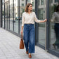 📢📢49 % RABATT!!⏰Casual høyhalset jeans med vid ben for kvinner