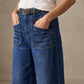 📢📢49 % RABATT!!⏰Casual høyhalset jeans med vid ben for kvinner