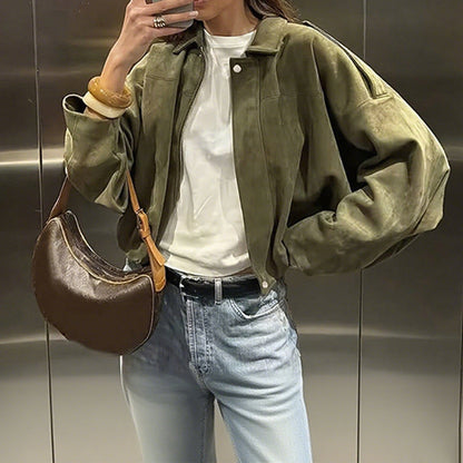 Motejakke for kvinner i suede-look