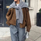 Motejakke for kvinner i suede-look