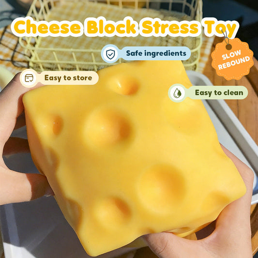 🧀Kjempestor ostestressleke – Terapeutisk lindring med tilfredsstillende klem! ✨