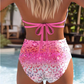 Gradient Leopard Print Bikini-sett med høy midje