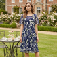 🌸 48 % RABATT NÅ! ✨ Blomsterkjole i A-formet stil til dame – dobbelt lags chiffon, elegant trykk og knelang passform 👗