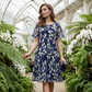 🌸 48 % RABATT NÅ! ✨ Blomsterkjole i A-formet stil til dame – dobbelt lags chiffon, elegant trykk og knelang passform 👗