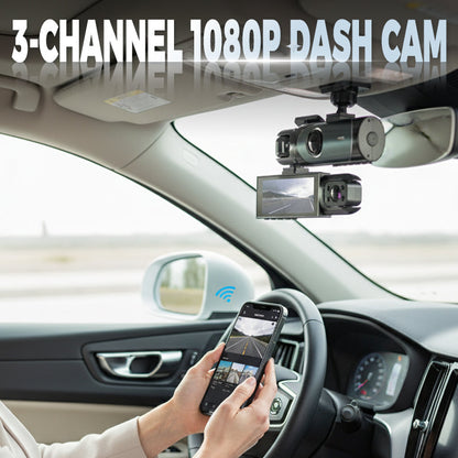 🚗💡 3-kanals bilkamera: Trådløs 1080P HD med infrarød nattesyn og 24-timers parkeringsovervåking – Full kontroll, dag og natt! 📹🛡️