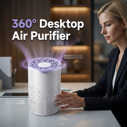 Kompakt 360° Luftrenser for Skrivebord – USB-drevet
