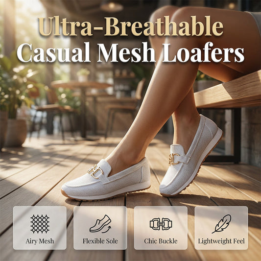 Uformelle mesh-loafers for dame med metallspenne